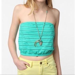 Cooperative Turquoise Strapless Crop Top Size XS